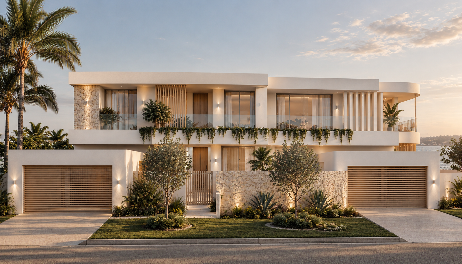 Contemporary residential development with coordinated facades and landscaping
